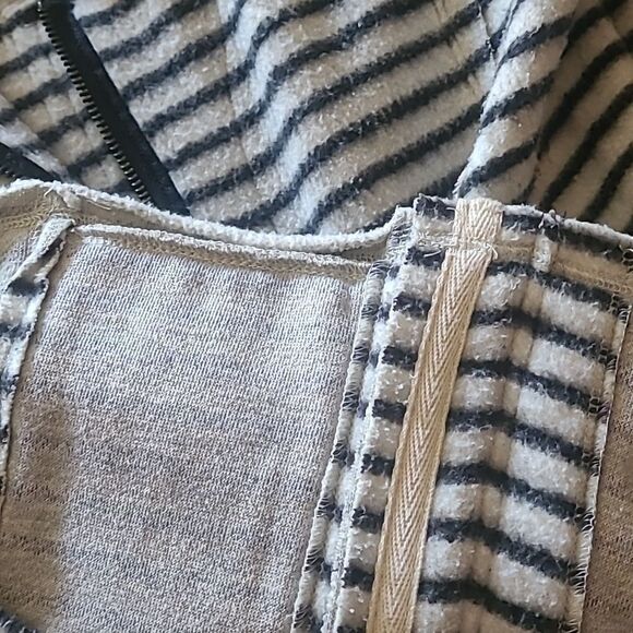 Anthropologie Dolan Knit Jacket small cardigan west Coast moto black stripe top - Picture 14 of 17